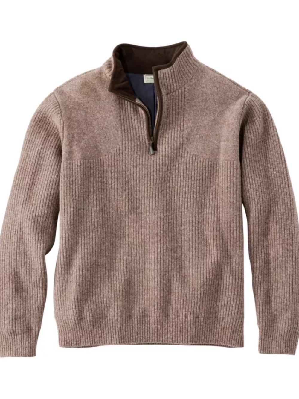 LL Bean Waterfowl Sweater Windstopper Gore-Tex Mens XXL Tall Brown Lambswool